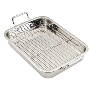 Farberware Classic Traditions Stainless Steel Roaster/Roasting Pan with Rack, 17 Inch x 12.25 Inch