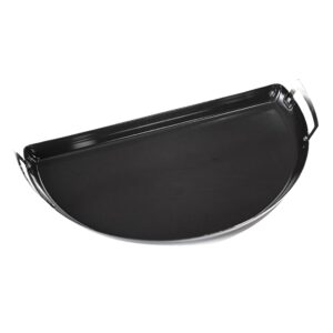 sns grills slow ‘n sear porcelain drip 'n roast pan for kettle grilling, all-in-one carbon steel with black porcelain coating drip and roast accessory - 22” grill fit