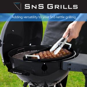 SnS Grills Slow ‘N Sear Porcelain Drip 'n Roast Pan for Kettle Grilling, All-in-One Carbon Steel with Black Porcelain Coating Drip and Roast Accessory - 22” Grill Fit