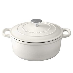 edging casting dutch ovens enameled cast iron covered 5.5 quart dutch oven with dual handle for bread baking, white