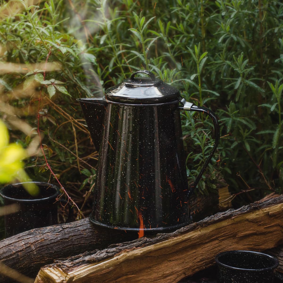 Granite Ware 3 Qt Coffee Boiler. Enameled Steel 12 cups capacity. Perfect for camping, Heat Coffee, Tea and Water directly on stove or fire.