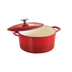 tramontina covered round dutch oven enameled cast iron 5.5-quart gradated red, 80131/047ds