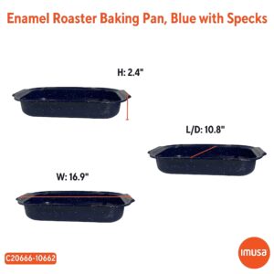 IMUSA USA Traditional Blue Speckled Roaster/Baking Pan 16" x 12”