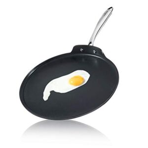 NutriChef Nonstick Stove Top Crepe Pan| Great for Pancakes, Eggs PTFE/PFOA/PFOS Free 12" Hard-Anodized Non stick Grill & Griddle Pan - Dishwasher Safe NCHAC45