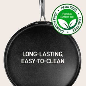 NutriChef Nonstick Stove Top Crepe Pan| Great for Pancakes, Eggs PTFE/PFOA/PFOS Free 12" Hard-Anodized Non stick Grill & Griddle Pan - Dishwasher Safe NCHAC45