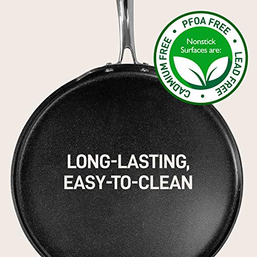 NutriChef Nonstick Stove Top Crepe Pan| Great for Pancakes, Eggs PTFE/PFOA/PFOS Free 12" Hard-Anodized Non stick Grill & Griddle Pan - Dishwasher Safe NCHAC45