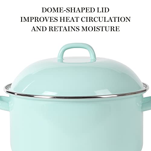 Martha Stewart Thayer 6.4-Quart Enamel On Steel Scratch Resistant Dutch Oven w/Lid - Martha Blue, Induction Safe