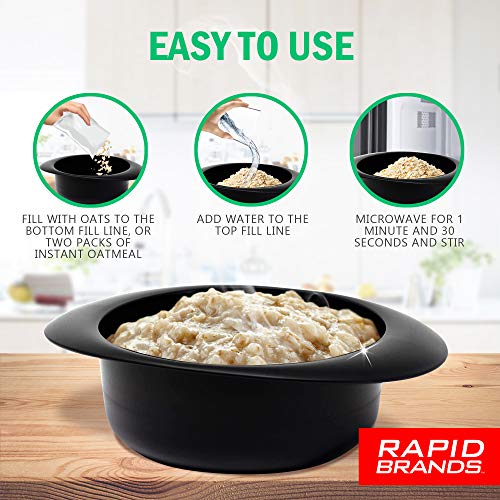 Rapid Oatmeal Cooker | Microwave Instant or Old-Fashioned Oats in 2 Minutes | Perfect for Dorm, Small Kitchen, or Office | Dishwasher-Safe, Microwaveable, & BPA-Free