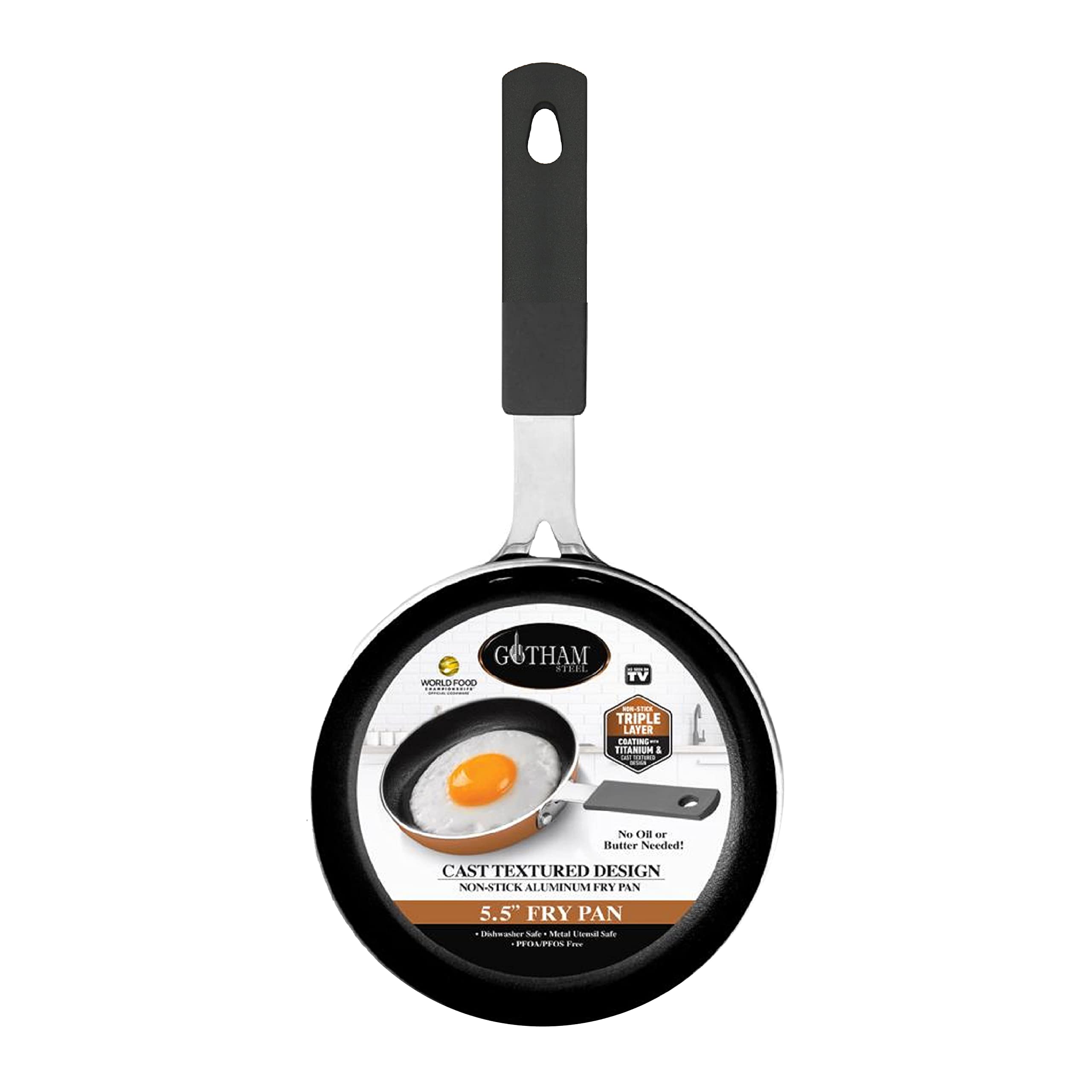 Gotham Steel Mini Nonstick Egg & Omelet Pan – 5.5” Single Serve Frying Pan / Skillet, Diamond Infused, Multipurpose Pan Designed for Eggs, Omelets, Pancakes, Sliders, Rubber Handle, Dishwasher Safe