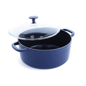 blue diamond cookware diamond infused ceramic nonstick, 4.5qt dutch oven with glass lid, lightweight design, pfas-free, dishwasher safe, blue