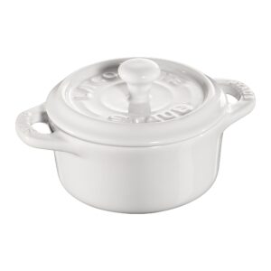 staub ceramics dutch oven 3-piece mini round cocotte, white