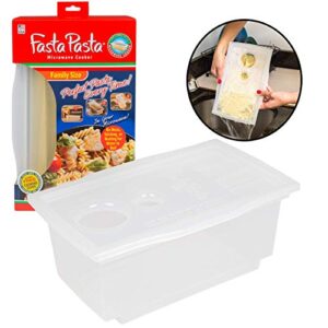 Microwave Spaghetti Cooker -The Original Fasta Pasta Family Size- Quickly Cooks up to 8 Servings- No Mess, Sticking, or Waiting for Water to Boil- Perfect Al Dente Pasta Every Time