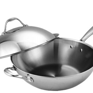 Cooks Standard Wok Multi-Ply Clad Stir Fry Pan, 13" with High Dome lid, Silver