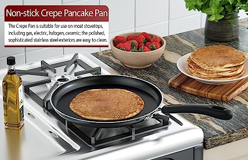 Cook N Home 10.25-Inch Nonstick Heavy Gauge Crepe Pancake Pan Griddle, 26cm, Black