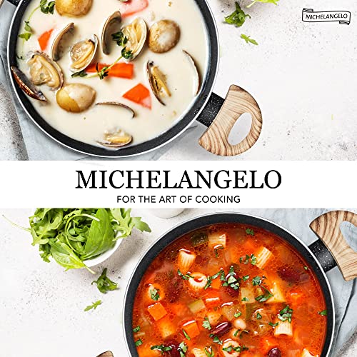 MICHELANGELO Stock Pot with Lid, 5 Quart Cooking Pot Nonstick, Granite Soup Pot with Lid, Induction Pot with Stay-cool Handle, 5 Qt Stockpot Non Stick Pot Black