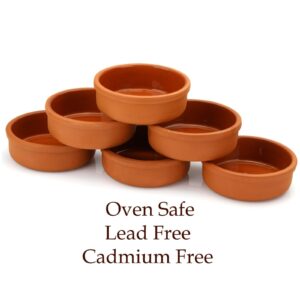 Clay Cooking Pots, 4.5" Terra Cotta, Clay Pots For Cooking - Rustic Clay Pan - Terra Cotta Hitit Dish – Turkish, Indian, Spanish, Mexican Cazuela Dishware / Cookware - Vintage Cooking Pot ( 6 Pack)