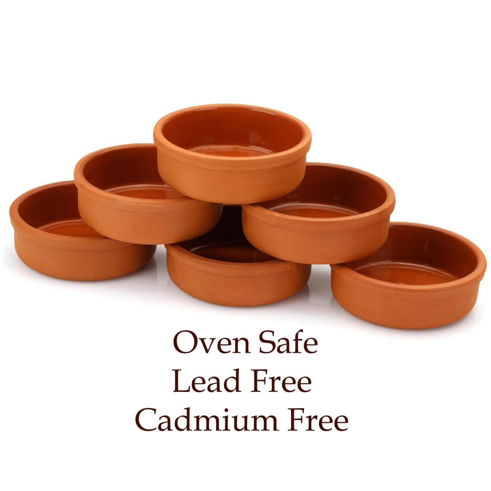 Clay Cooking Pots, 4.5" Terra Cotta, Clay Pots For Cooking - Rustic Clay Pan - Terra Cotta Hitit Dish – Turkish, Indian, Spanish, Mexican Cazuela Dishware / Cookware - Vintage Cooking Pot ( 6 Pack)