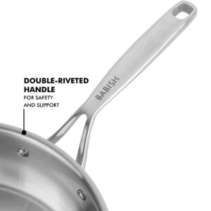 Babish Tri-Ply Stainless Steel Professional Grade Saute Pan w/Lid, 5-Quart