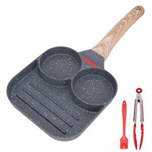 bobikuke nonstick aluminum square grill pan, 7.3 inch, black, non-stick, induction compatible