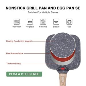 Bobikuke Nonstick Aluminum Square Grill Pan, 7.3 inch, Black, Non-stick, Induction Compatible