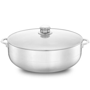 alpine cuisine 13-quart aluminum caldero stock pot with glass lid, cooking dutch oven performance for even heat distribution, perfect for serving large & small groups, riveted handles commercial grade