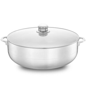 Alpine Cuisine 13-Quart Aluminum Caldero Stock Pot with Glass Lid, Cooking Dutch Oven Performance for Even Heat Distribution, Perfect for Serving Large & Small Groups, Riveted Handles Commercial Grade