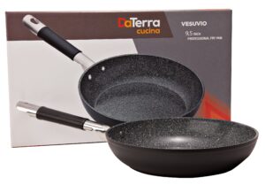 professional 9.5 inch nonstick frying pan | italian made ceramic nonstick pan by daterra cucina | sauté pan, chefs pan, non stick skillet pan for cooking, sizzling, searing, baking and more