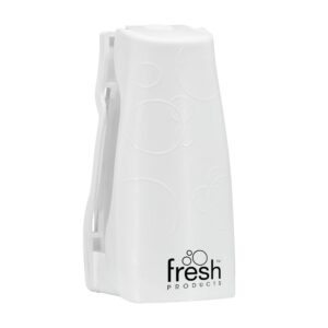 fresh products eco-air dispenser, air freshener, natural oils, powerful fragrance, easy to use, medium sized spaces, lasts 30 days, no batteries required, made in usa, white.