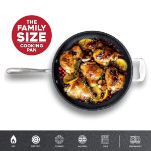 Granitestone 14 Inch Large Nonstick Frying Pan Nonstick Pan for Cooking with Diamond Triple Coated Surface, Family Sized Nonstick Frying Pan Skillet with Stay Cool/Helper Handle, Oven/Dishwasher Safe