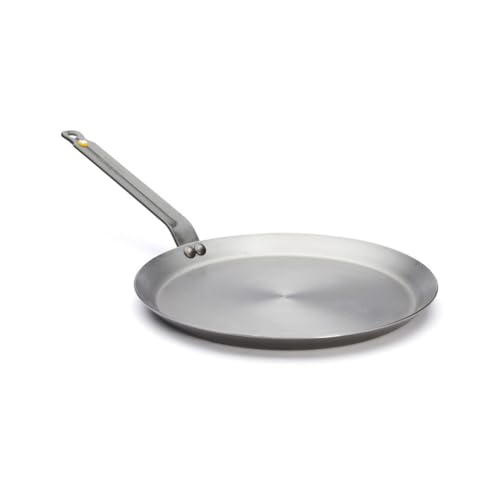 de Buyer MINERAL B Carbon Steel Crepe & Tortilla Pan - 12” - Ideal for Making & Reheating Crepes, Tortillas & Pancakes - Naturally Nonstick - Made in France