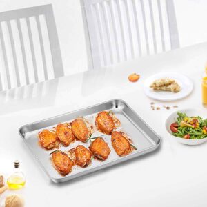 TeamFar Toaster Oven Pan Tray with Cooling Rack, Stainless Steel Toaster Ovenware broiler Pan, Compact 8''x10''x1'', Healthy & Non Toxic, Rust Free & Easy Clean - Dishwasher Safe