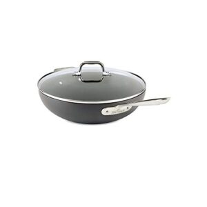 all-clad ha1 hard anodized nonstick chef's pan, wok 12 inch induction oven broiler safe 500f, lid safe 350f pots and pans, cookware black