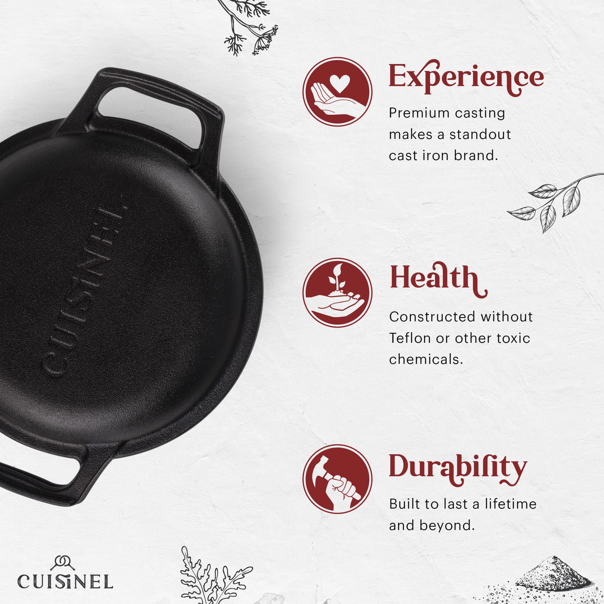 Cast Iron Dutch Oven,3-Quart Deep Pot,Pre-Seasoned 2-in-1 Multi-Cooker, Kitchen Electric or Gas Stove Cooking, Fryer