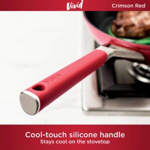 Ninja C20030 Foodi NeverStick Vivid 12-Inch Fry Pan, Nonstick, Durable & Oven Safe To 400°F, Cool-Touch Handles, Crimson Red