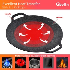 Gbultn Korean BBQ grill pan, Medical stone Coating, stovetops and Induction Compatible,Round Griddle pan, PFOA free Toxin free (13.4inches)