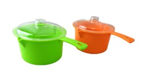 set of 2 microwave saucepan with lid store heat and eat 800ml each