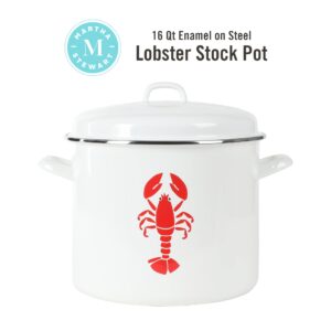 Martha Stewart 16-Quart Enamel On Steel Scratch Resistant Lobster Stock Pot - Linen