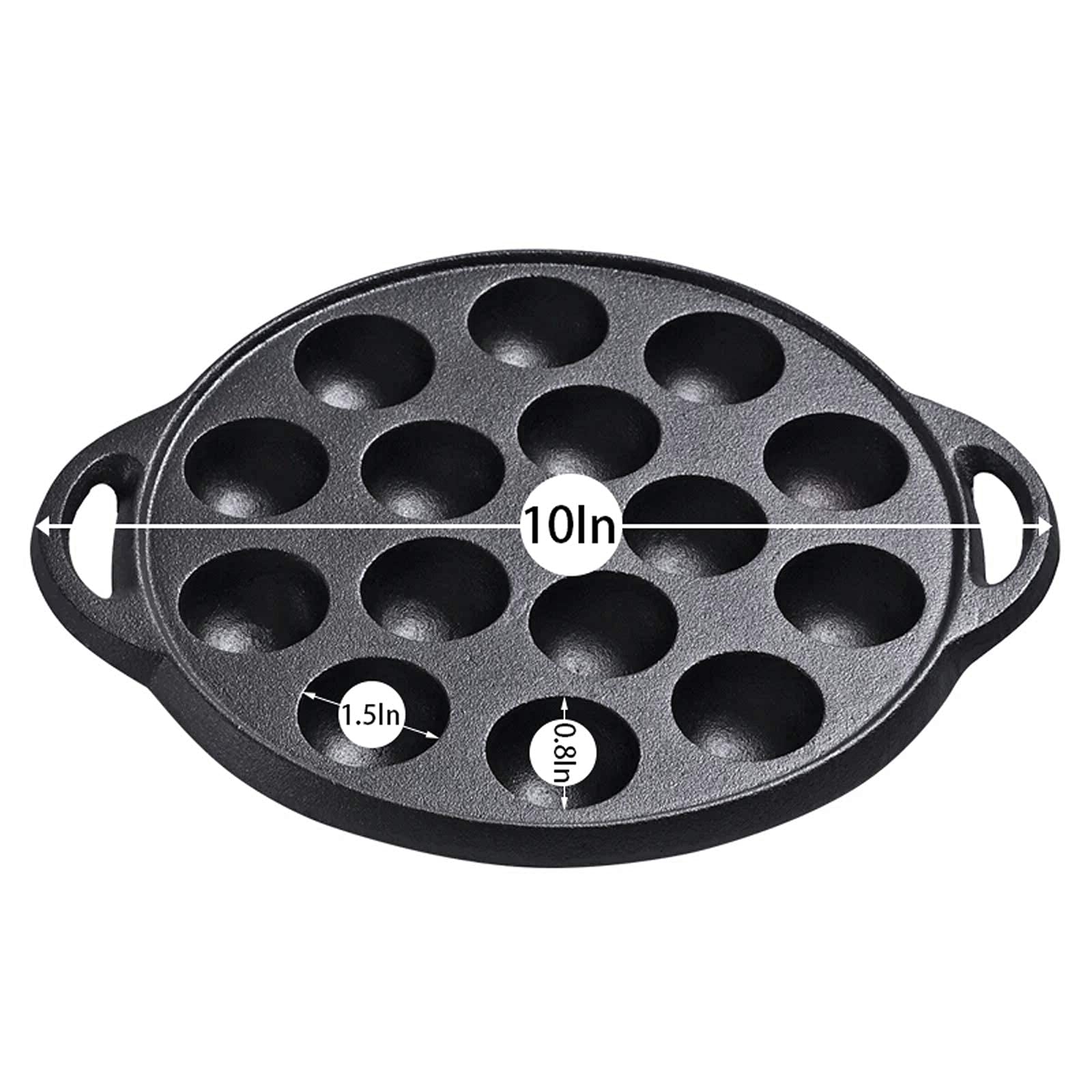 WUWEOT Non-Stick Aebleskiver Pan, Pre-Seasoned Cast Iron Pancake Octopus Ball Grill, 1.5" diameter, 6.6lb