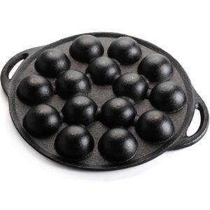 WUWEOT Non-Stick Aebleskiver Pan, Pre-Seasoned Cast Iron Pancake Octopus Ball Grill, 1.5" diameter, 6.6lb