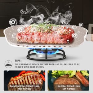 Bobikuke Nonstick Aluminum Grill Pan with Glass Lid, Induction Compatible, 8.3in