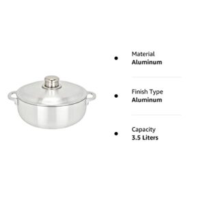 ALUMINUM CALDERO STOCK POT by Chef Pro, Durable Aluminum, Superior Cooking Performance for Even Heat Distribution, Perfect For Serving Large/Small Groups, Riveted Handles, Commercial Grade, 3.8 Quart