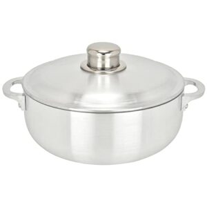 aluminum caldero stock pot by chef pro, durable aluminum, superior cooking performance for even heat distribution, perfect for serving large/small groups, riveted handles, commercial grade, 3.8 quart