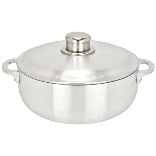 ALUMINUM CALDERO STOCK POT by Chef Pro, Durable Aluminum, Superior Cooking Performance for Even Heat Distribution, Perfect For Serving Large/Small Groups, Riveted Handles, Commercial Grade, 3.8 Quart