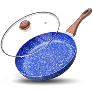 michelangelo nonstick 12 inch granite frying pan with lid, ceramic coating, induction ready