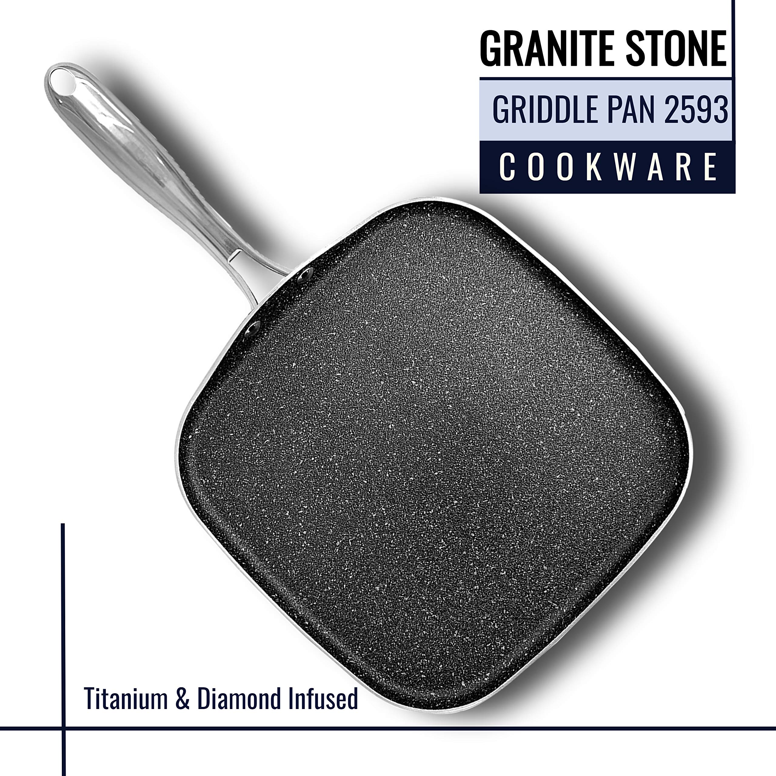 Granitestone Griddle Pan 10.25" Nonstick Stovetop Cookware PFOA Free Oven-Safe, Dish Washwasher safe As Seen On TV