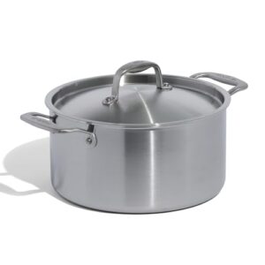 made in cookware - 6 quart stainless steel stock pot with lid - 5 ply stainless clad - professional cookware - crafted in italy - induction compatible