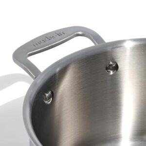 Made In Cookware - 6 Quart Stainless Steel Stock Pot With Lid - 5 Ply Stainless Clad - Professional Cookware - Crafted in Italy - Induction Compatible