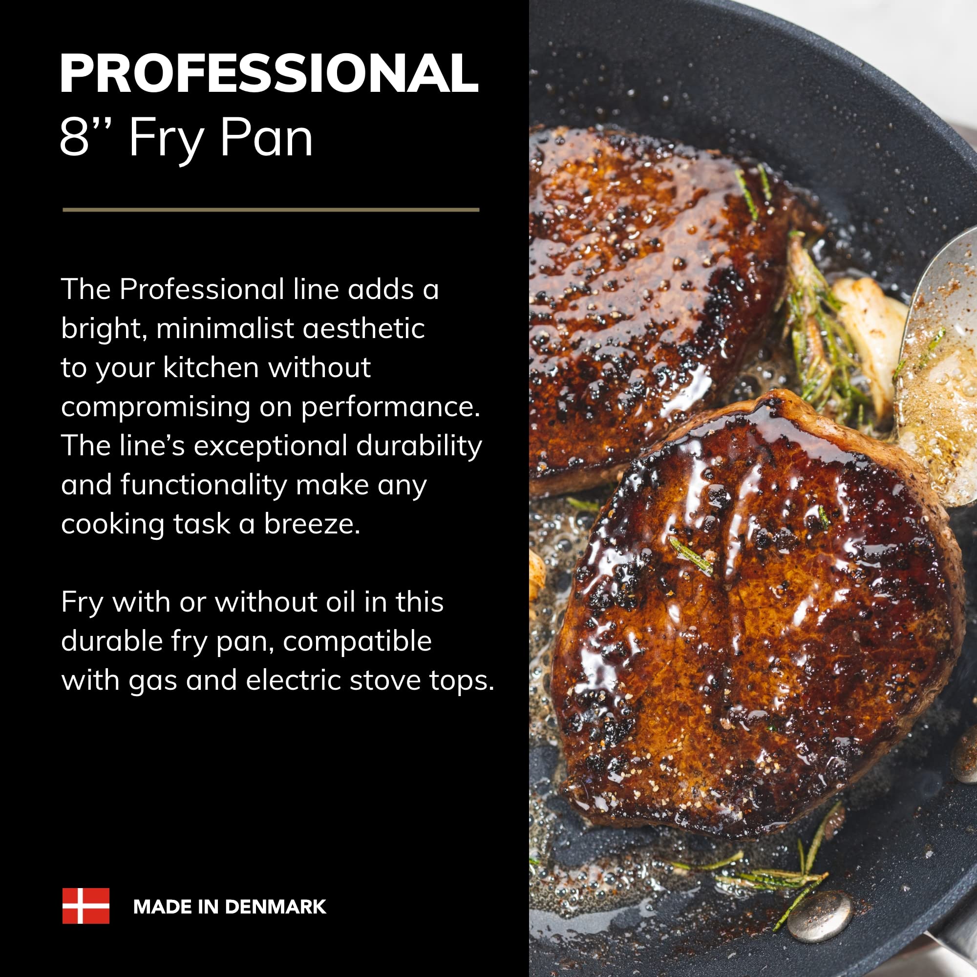SCANPAN Professional 8” Fry Pan - Easy-to-Use Nonstick Cookware - Dishwasher, Metal Utensil & Oven Safe - Made in Denmark