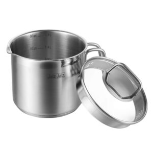 jalz jalz Stainless Steel Saucepan With Glass Lid,Classic Cookware, Sauce Pan,2 Quart for Boiling Milk, Sauce, Gravies, Pasta,Noodles