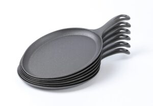 hawok cast iron fajita plate sizzler pan, pre-seasoned cast iron skillet, set of 6